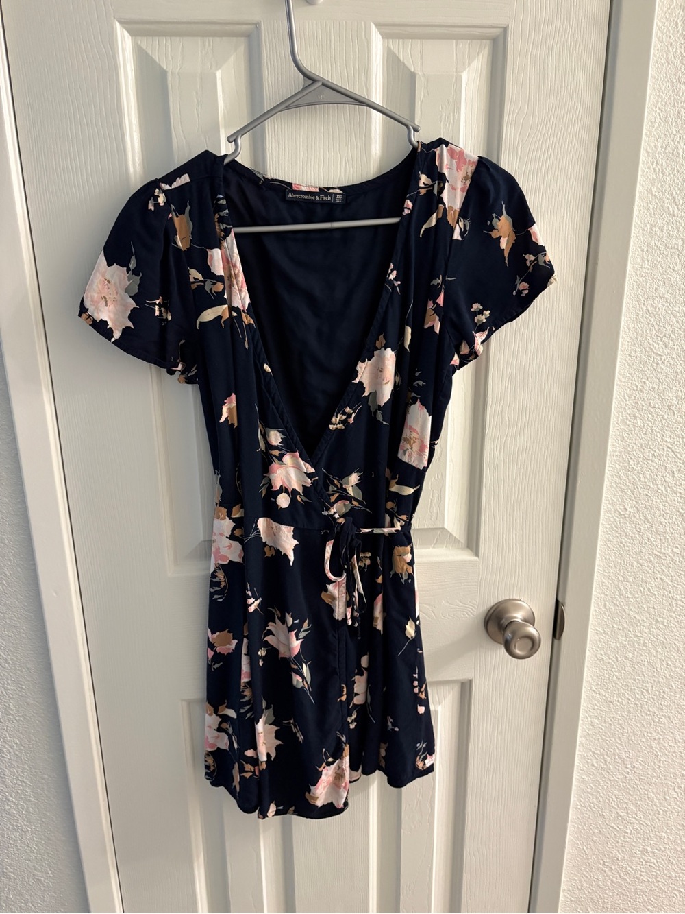 Abercrombie & Fitch Navy Floral Wrap Mini Dress